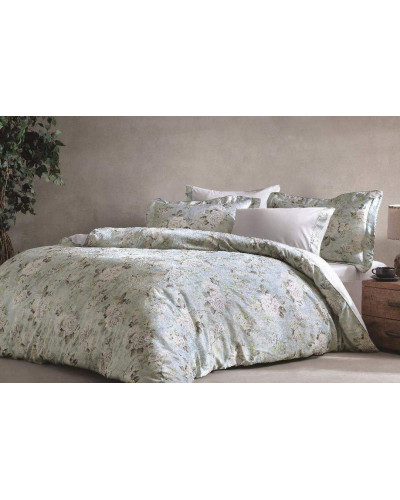 Постільна білизна Tivolyo Home Lignum mavi делюкс сатин жатий шовк євро