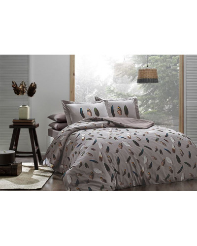 Постільна білизна Tivolyo Home Gala bej Делюкс сатин полуторне