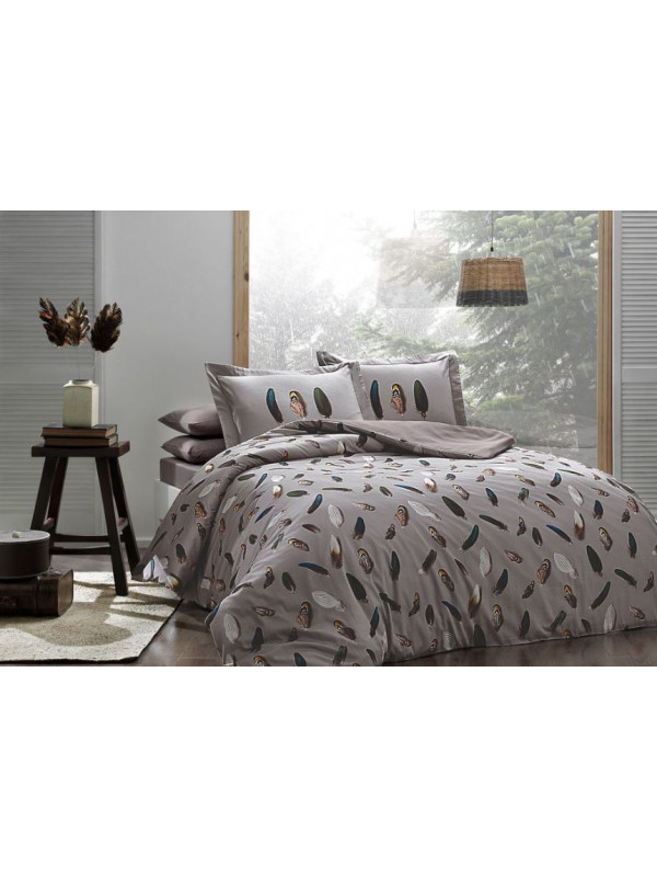 Постільна білизна Tivolyo Home Gala bej Делюкс сатин полуторне