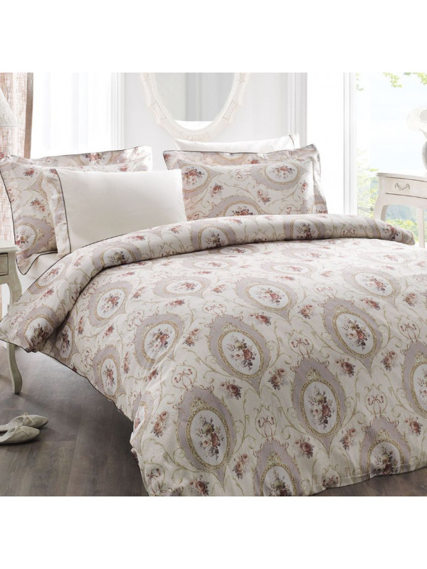 Постільна білизна Tivolyo Home Angel bej Делюкс сатин жатий шовк євро