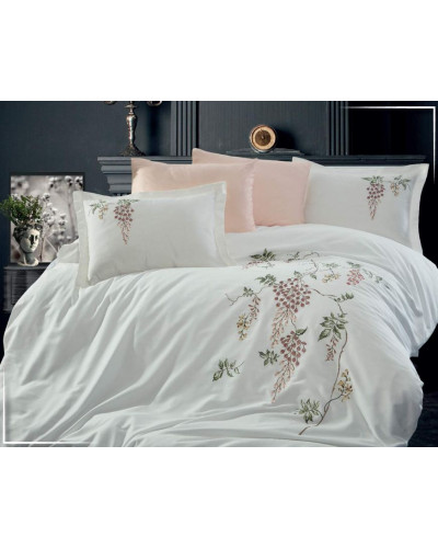 Постільна білизна Dantela Salkim преміум сатин з вишивкою євро