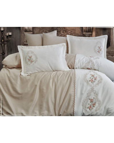 Постельное белье Dantela Isabella премиум сатин с вышивкой евро