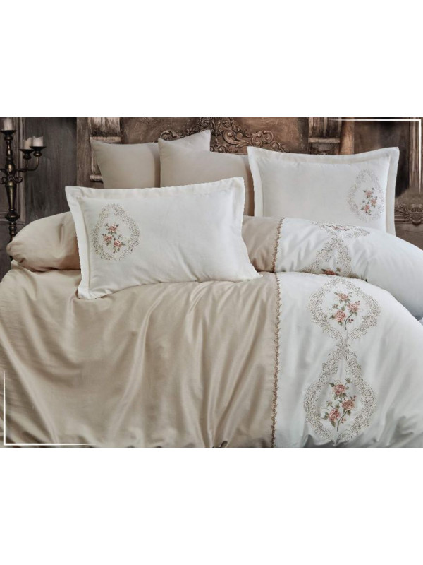 Постельное белье Dantela Isabella премиум сатин с вышивкой евро