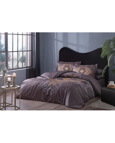 Постельное белье Tac Miura Kahve сатин Deluxe евро