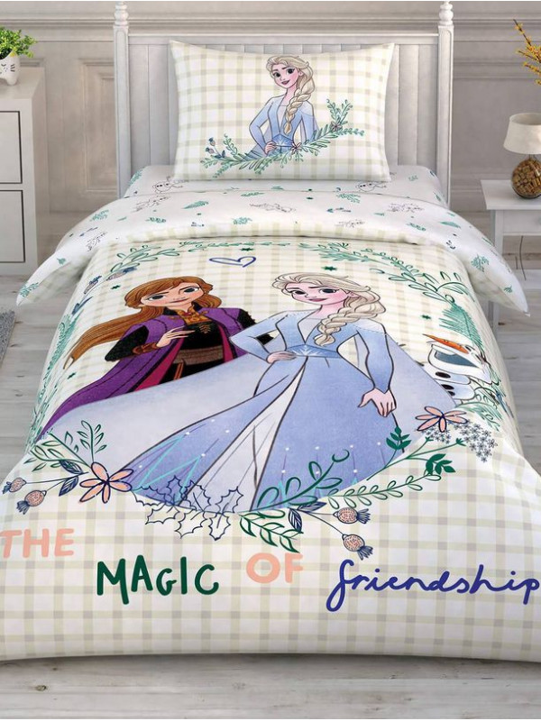 Подростковое постельное белье Tac Disney Frozen 2 Friendship ранфорс полуторное на резинке