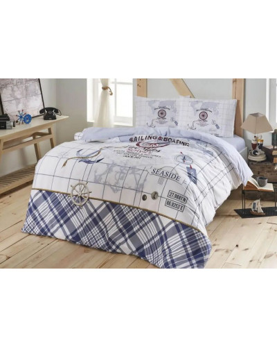 Постельное белье Tac Sea Side Blue ранфорс полуторное