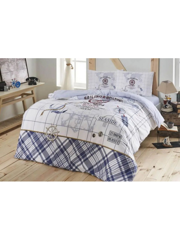 Постельное белье Tac Sea Side Blue ранфорс полуторное