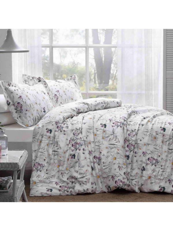 Постельное белье Tivolyo Home Daisy k.beyaz делюкс сатин семейное