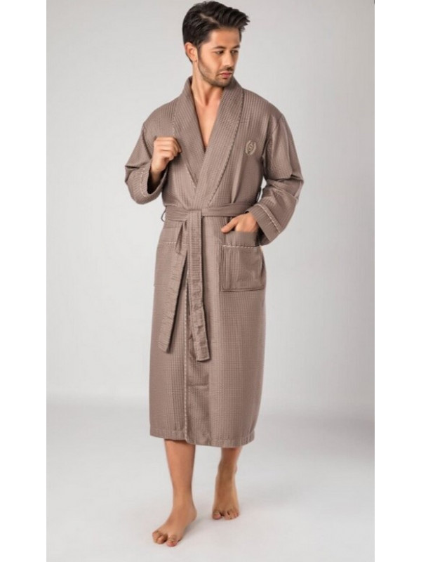 Халат мужской nusa вафельный модель 12680 beg, xxxxl