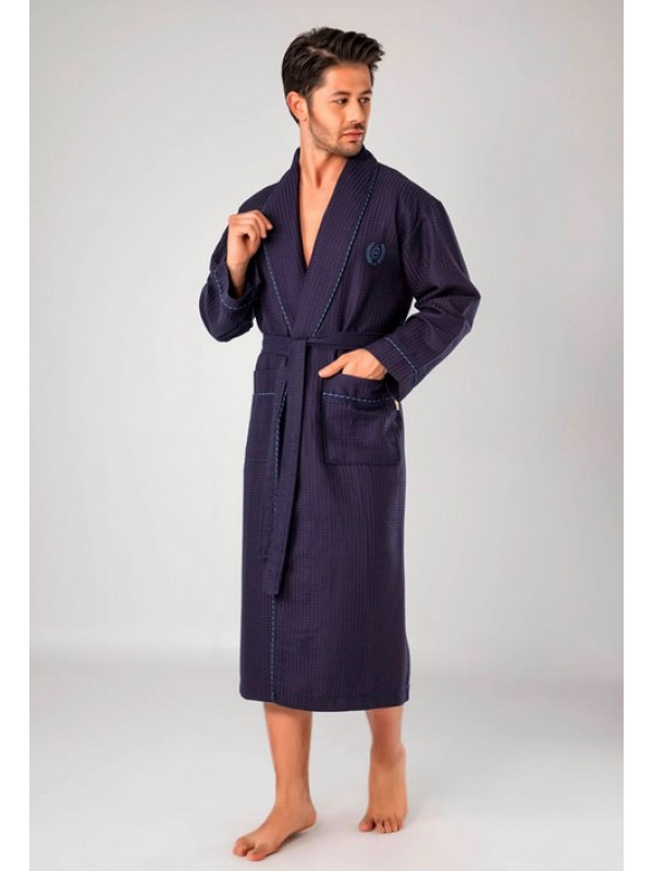 Халат мужской nusa вафельный модель 12680 lacivert, xxxxl