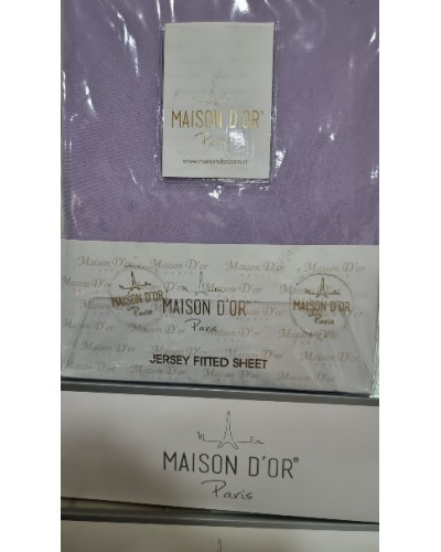 Простынь Maison D'or lila трикотажная на резинке 180x200 + наволочки 2-50x70