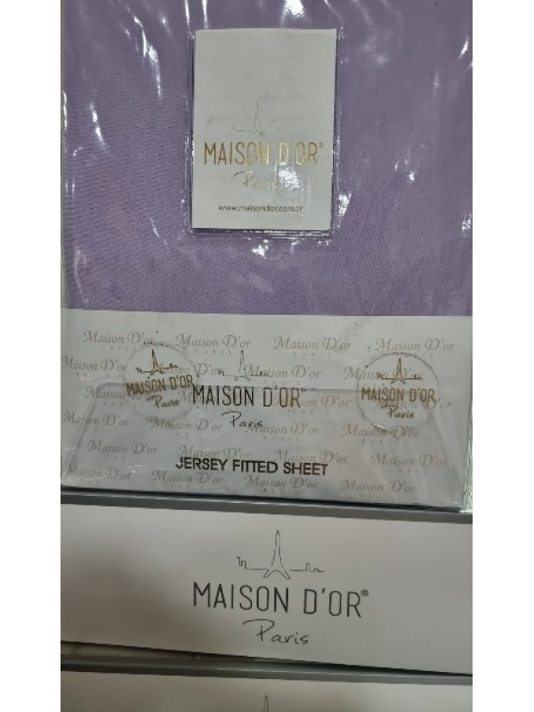 Простынь Maison D'or lila трикотажная на резинке 180x200 + наволочки 2-50x70