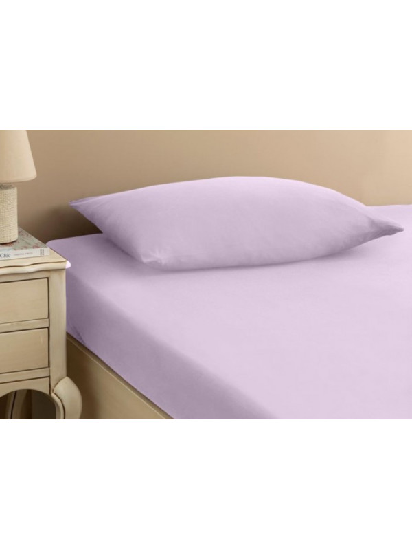 Простынь Tivolyo Home lila махровая на резинке 180x200 наволочки 2-50x70