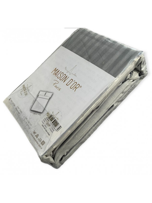 Простынь сатиновая Maison D'or grey  240x260 + наволочки 2-50x70