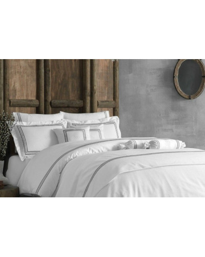 Постельное белье Tivolyo Home Line krem/bej премиум сатин с вышивкой евро