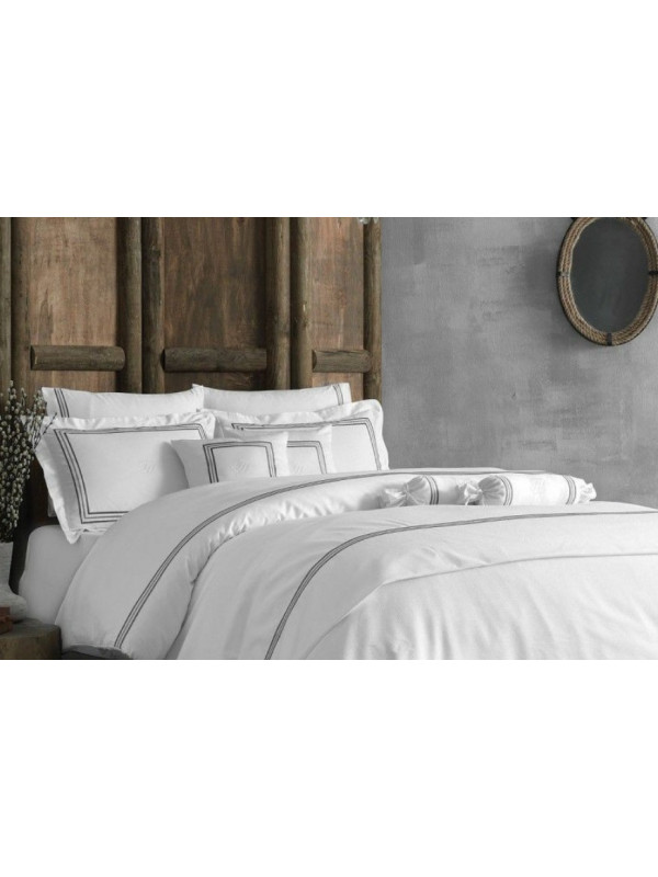 Постельное белье Tivolyo Home Line krem/bej премиум сатин с вышивкой евро