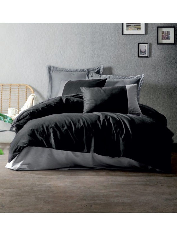 Постельное белье Cotton box Siyah & gri ранфорс евро