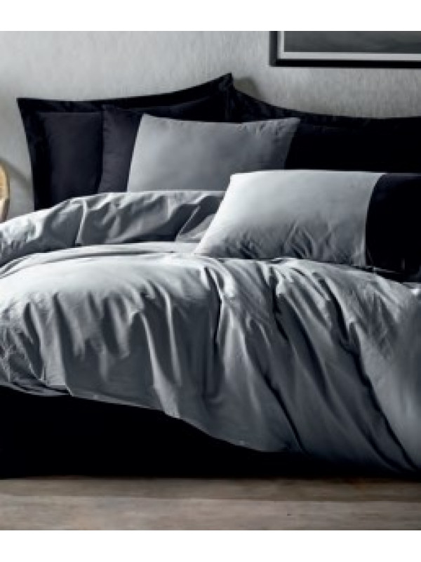 Постельное белье Cotton box gri & siyah ранфорс евро