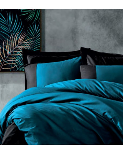 Постельное белье Cotton box petrol & siyah ранфорс евро