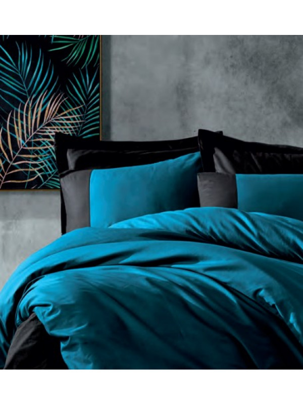 Постельное белье Cotton box petrol & siyah ранфорс евро