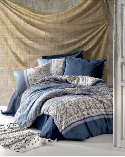 Постельное белье Cotton box Serra lacivert ранфорс евро