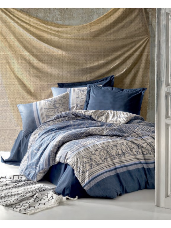 Постельное белье Cotton box Serra lacivert ранфорс евро