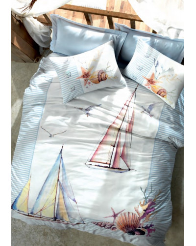 Постельное белье Cotton box Yacht mavi ранфорс евро