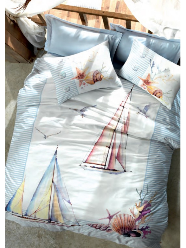 Постельное белье Cotton box Yacht mavi ранфорс евро