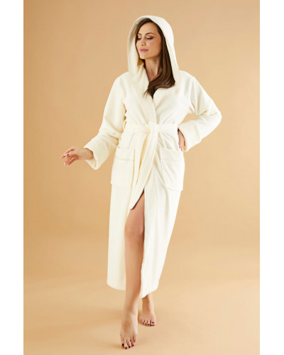 Халат женский nusa хлопок/бамбук модель 6890 с капюшоном   кремовый, xxxl