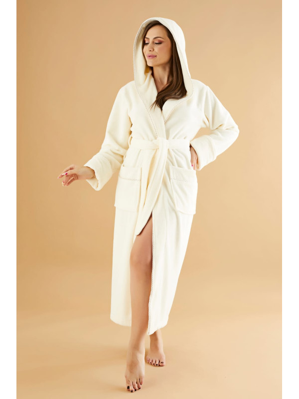 Халат женский nusa хлопок/бамбук модель 6890 с капюшоном   кремовый, xxxl