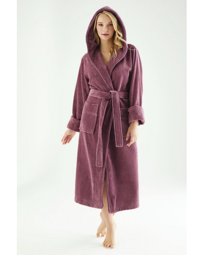 Халат женский nusa хлопок/бамбук модель 6890 с капюшоном   сиреневый, xxxl