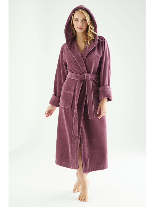 Халат женский nusa хлопок/бамбук модель 6890 с капюшоном   сиреневый, xxxl