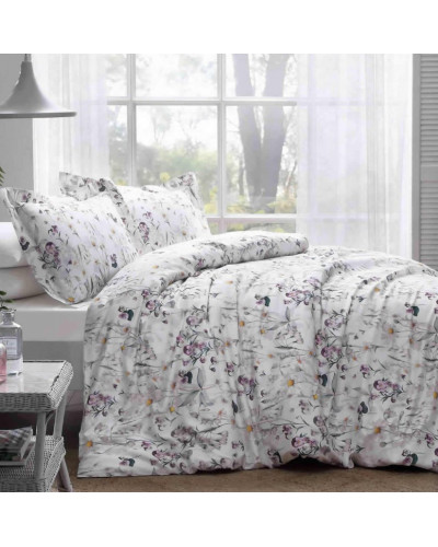 Постельное белье Tivolyo Home Daisy k.beyaz делюкс сатин полуторное