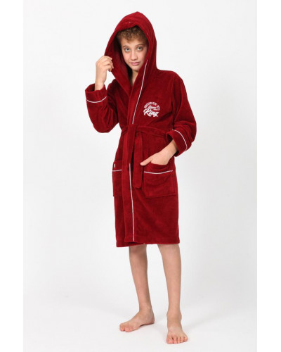 Детский халат для мальчика Nusa хлопок/бамбук, 11-12 лет, на рост 146-152,   бордовый