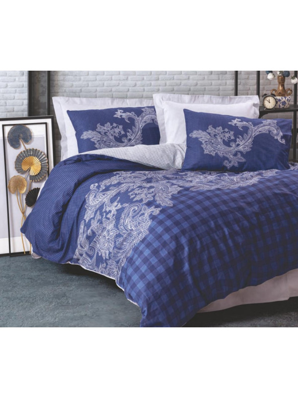 Постельное белье Cotton box Bitsy lacivert ранфорс евро