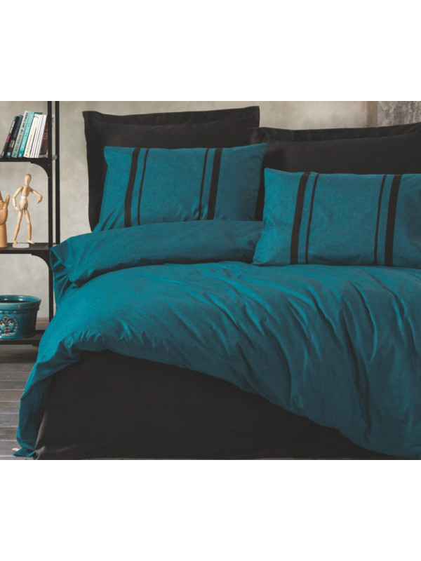 Постельное белье Cotton box Bitter petrol-siyah ранфорс евро