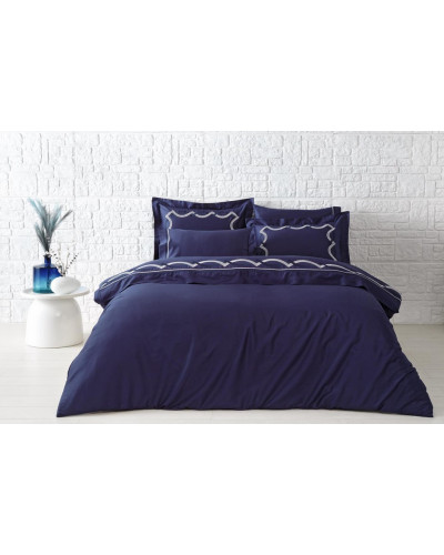 Постельное белье Tivolyo Home Cross lacivert премиум сатин с вышивкой евро