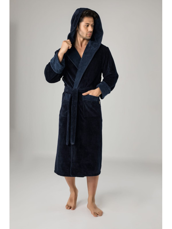 Халат мужской nusa хлопок/бамбук модель 2805    синий, l/xl