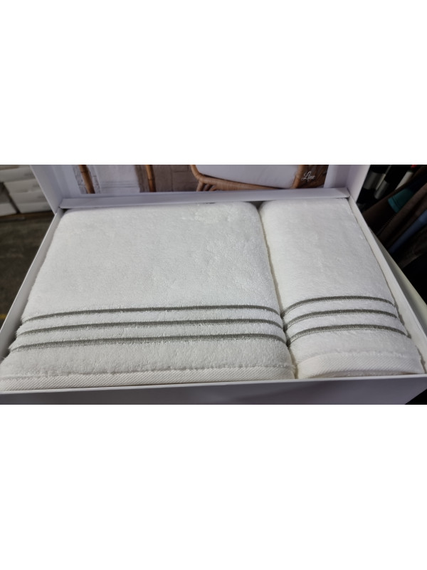 Набор полотенец Tivolyo Home Line k.beyaz/gri 50x100; 75x150