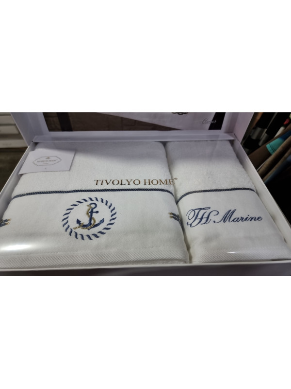 Набор полотенец Tivolyo Home Anchor nakisli beyaz махра 50x100, 75x150