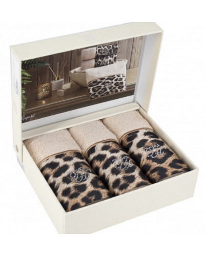 Кухонные полотенца Tivolyo Home Leopard махра 3 предмета 30x50