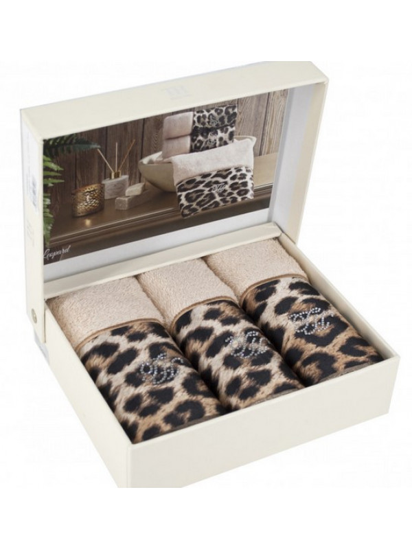 Кухонные полотенца Tivolyo Home Leopard махра 3 предмета 30x50
