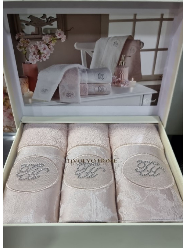 Кухонные полотенца Tivolyo Home Grant pudra махра 3 предмета 30x50