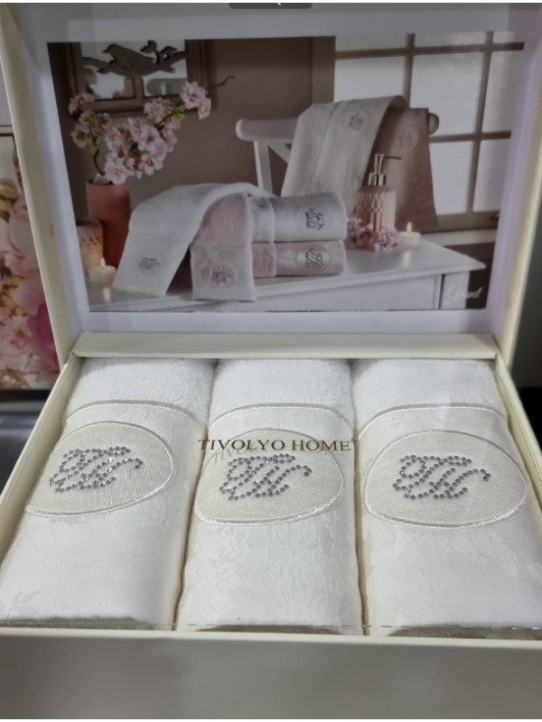 Кухонные полотенца Tivolyo Home Grant k.beyaz махра 3 предмета 30x50
