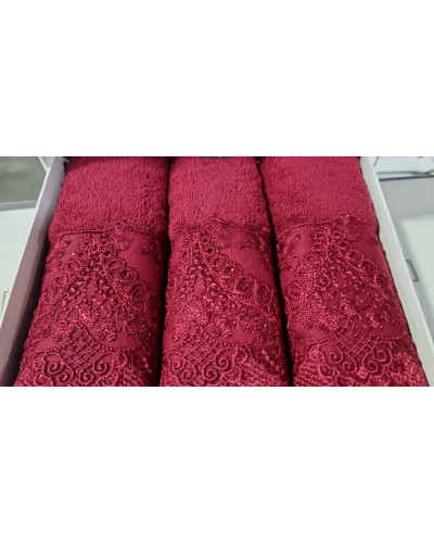 Кухонные полотенца Tivolyo Home Regina bordo 3-30x50
