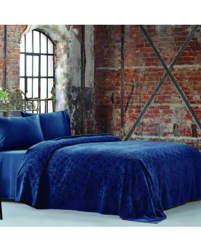 Постельное белье Tivolyo Home Baroc lacivert пике сатин махра евро