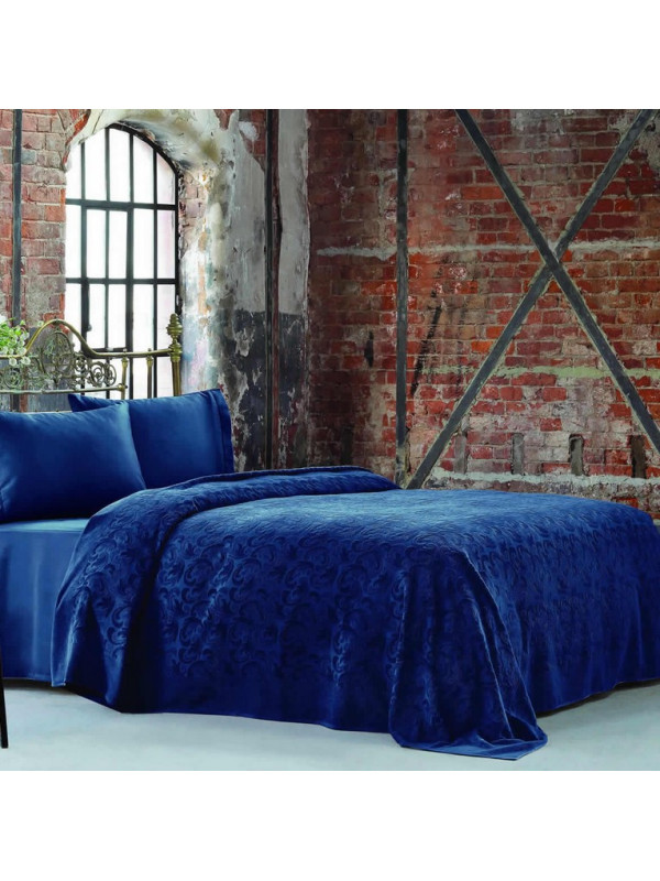 Постельное белье Tivolyo Home Baroc lacivert пике сатин махра евро