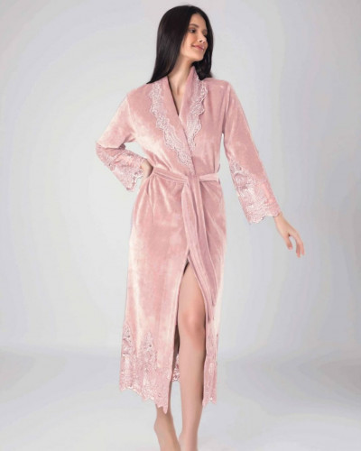 Халат женский nusa хлопок/бамбук модель 0383   пудра, s