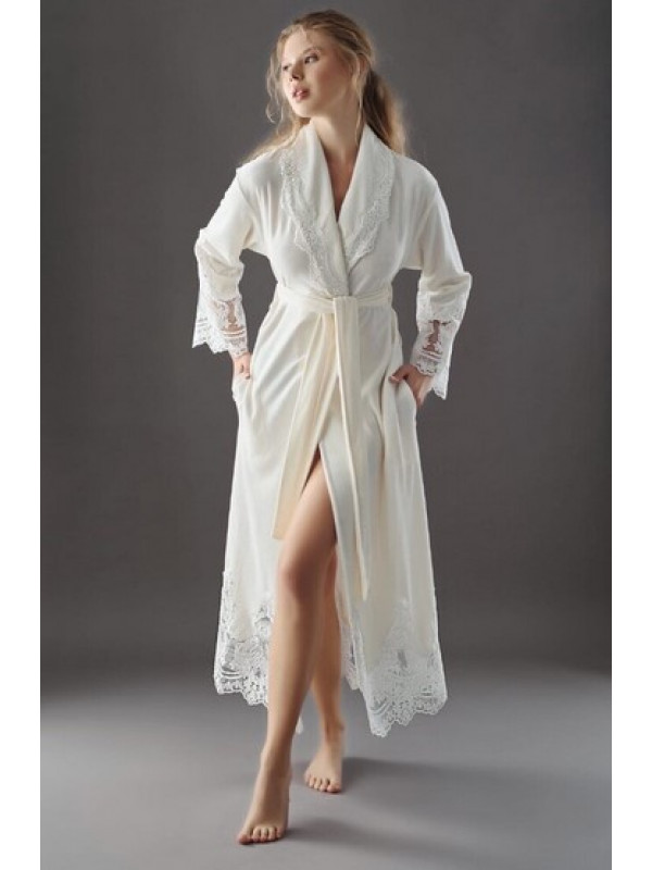 Халат женский nusa хлопок/бамбук модель 0383   крем, xxxl