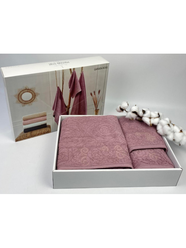 Набор полотенец Maison D'or Garden Rose lila 30x50; 50x100; 70x140